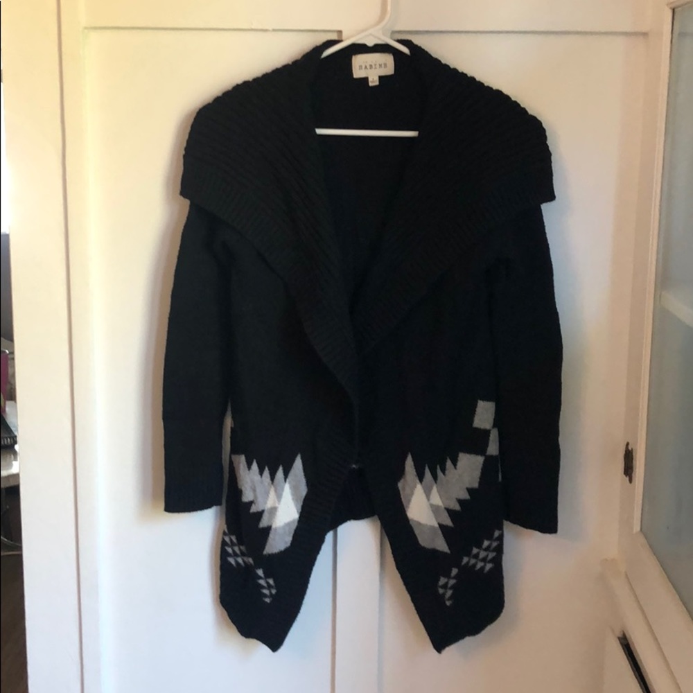 Sabine Open Cardigan sweater with tribal print